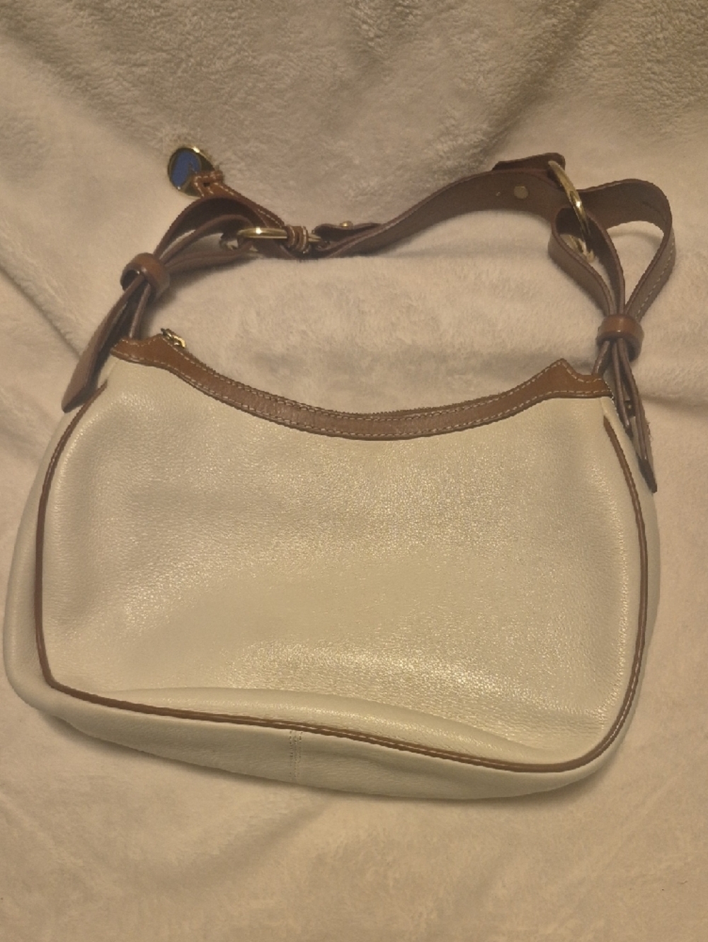 Dooney & Bourke White and Brown Leather Shoulder Bag - Picture 7 of 7